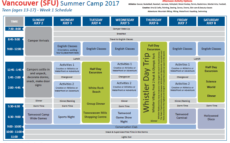 teen schedule week 2