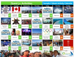 Sample 4 week summer activity calendar