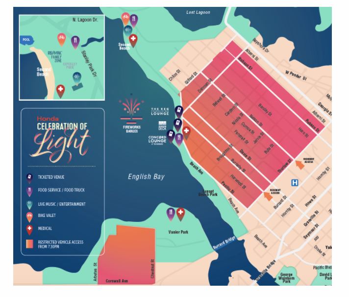 バンクーバー　花火大会　2017 MAP